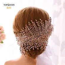 TOPQUEEN, HWS01-LP, кожа, стразы, свадебная вуаль, повязка на голову, свадебная диадема для волос, свадебные аксессуары для волос
