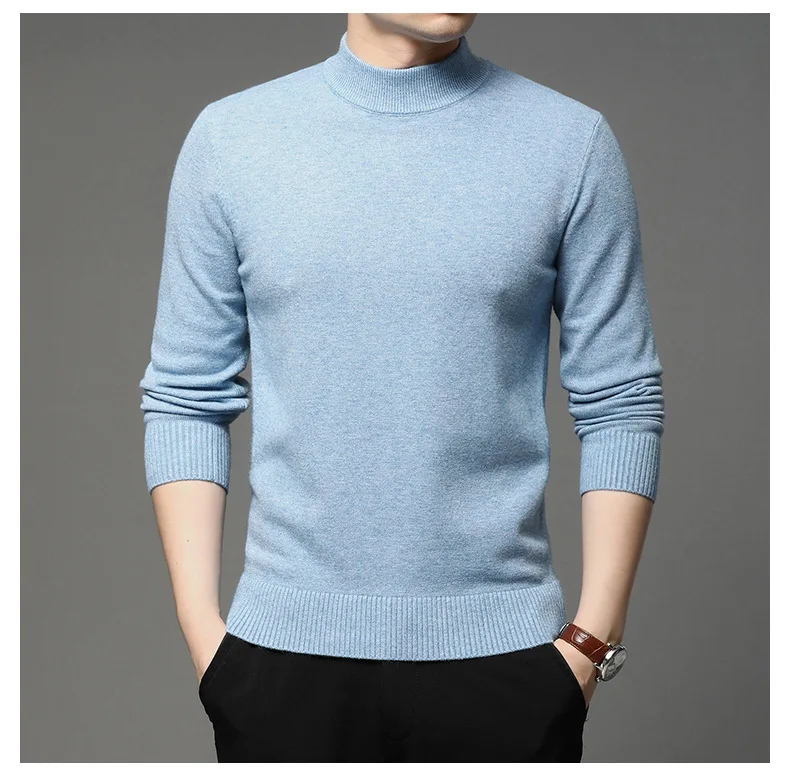 half sweater for men 2022 Autumn and Winter New Men Turtleneck Pullover Sweater Fashion Solid Color Thick and Warm Bottoming Shirt Male Brand Clothes black sweater with zipper