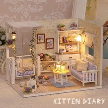 

Diy Doll House Kitten Diary Handmade House Building Model Block Jigsaw Puzzle Girl Cute Gift Toy Fun Dollhouse Game Dropshipping
