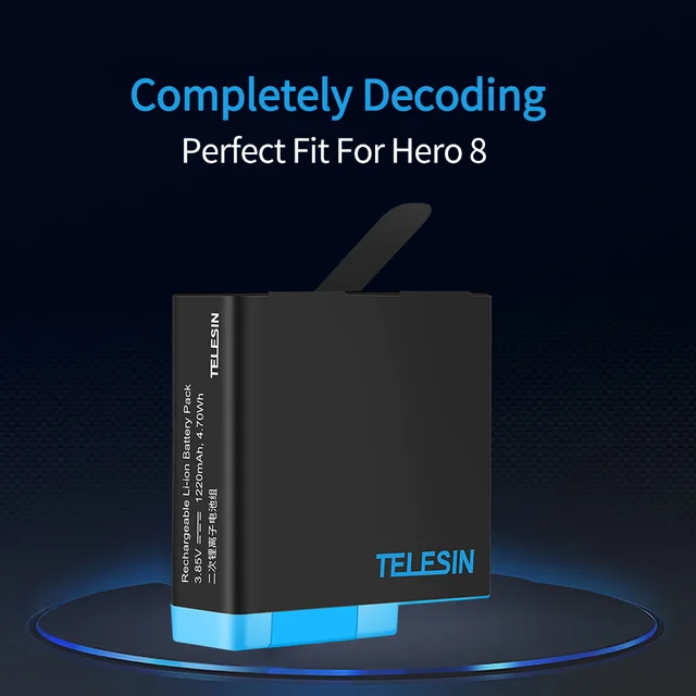 TELESIN-1220mAh 배터리 충전식 리튬 이온 배터리 액세서리