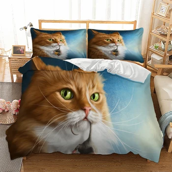 

Cute Cat Bedding Set 3D Animal Duvet Cover With Pillowcase Twin Queen King Size Bed Set 3pcs bedlinen dropshipping