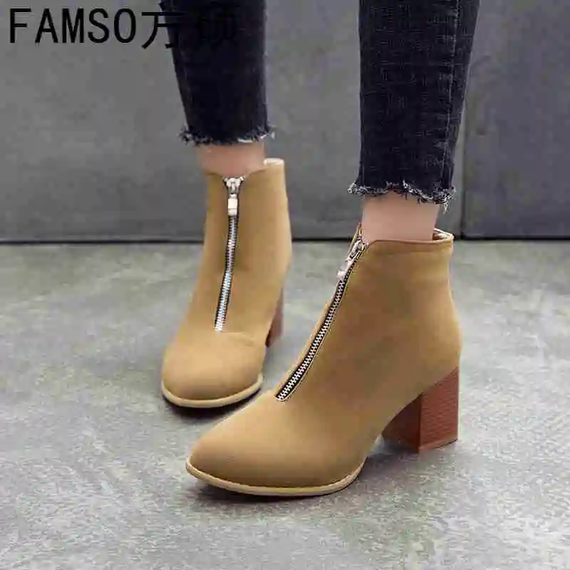 

FAMSO 2019 Shoes Women Boots Beading High Heels Size 34-43 Zipper Leopard High Heels Riding Boots Winter Women's brand Boots