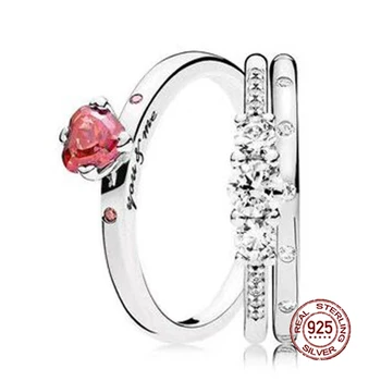 

2018 NEW 100% 925 Sterling Silver Ring Modern Love Stacked Ring Wedding Ring For Fashion Women DIY Gift Jewelry