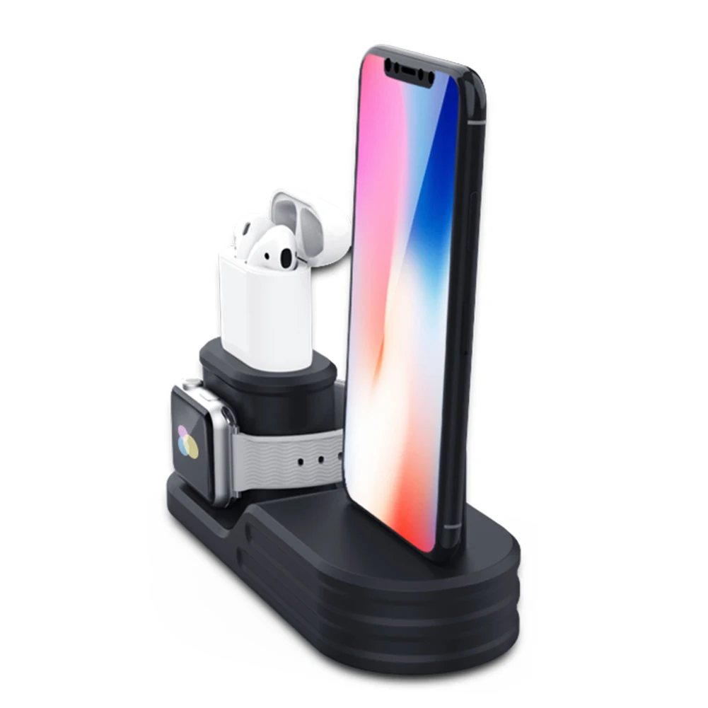 Зарядная док-станция зарядное устройство 3 в 1 для Iphone X XR XS MAX 8 7 6 зарядная док-станция силиконовая док-станция для Apple Watch Airpods 2 3 4