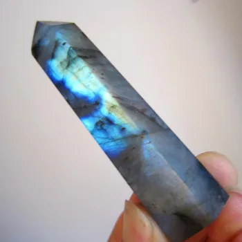 

yu 00581 Natural beautiful labradorite QUARTZ CRYSTAL WAND POINT HEALING