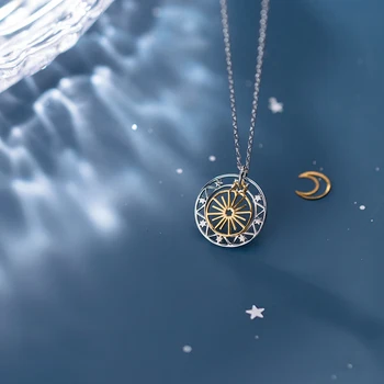 

925 Silver Coins Necklace StarJewelry Minimalism Pendants Chocker Kolye Vintage Boho Bijoux Femme Collier Necklace for Women