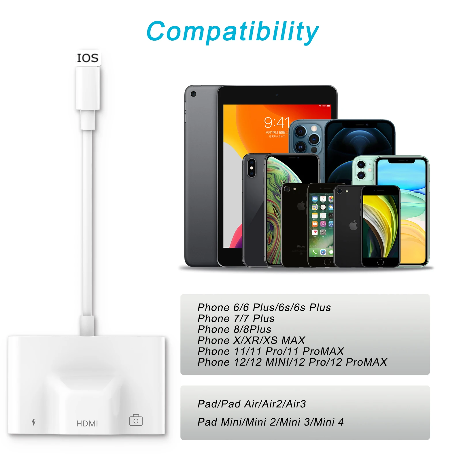 3 в 1 OTG USB адаптер для Lightning к HDMI 1080P HD/TV проектор конвертер iPhone камера 8 X XS U
