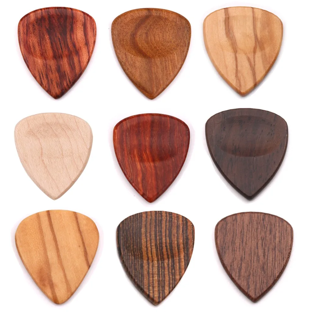 Timber Tones Wood Acoustic Guitar Picks Plectrums Red Black Sandalwood Rosewood Maple Olive Heart Shape Basses Parts Accessories | Спорт и