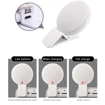 

ALLOYSEED Mini Q Selfie Ring Light Portable Flash LED USB Clip Mobile Phone For Night Photography Fill Light For iPhone Samsung