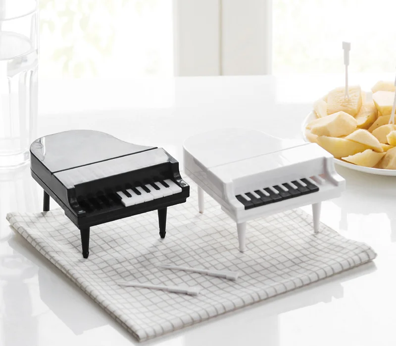 

Mini Piano Fruit Forks Black White Fork For Dessert Creative Tableware Home Decoration Party Supplies