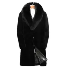 Зимняя мужская Толстая Шуба 6XL, куртка с длинным рукавом из искусственного меха норки, черное пальто, верхняя одежда, мужская парка, куртка, теплая шуба из лисьего меха, пальто