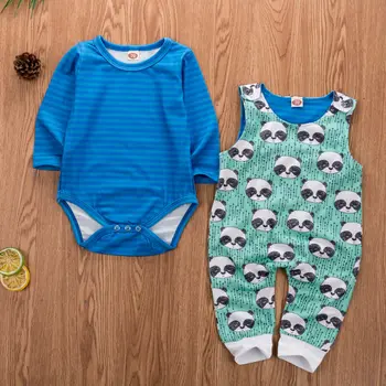 

Newborn Body Baby Boy Girl Winter Clothes Set Panda Printed Long Sleeve Bodysuits Romper Jumpsuit 2pcs Casual Outfit