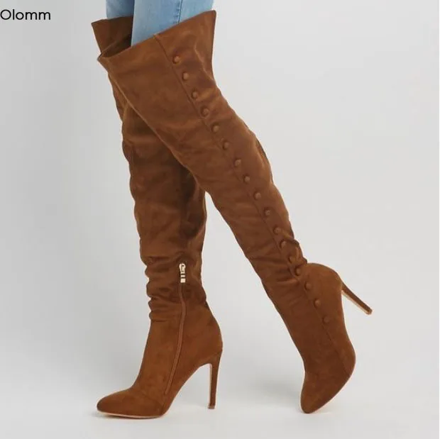 thigh high camel boots