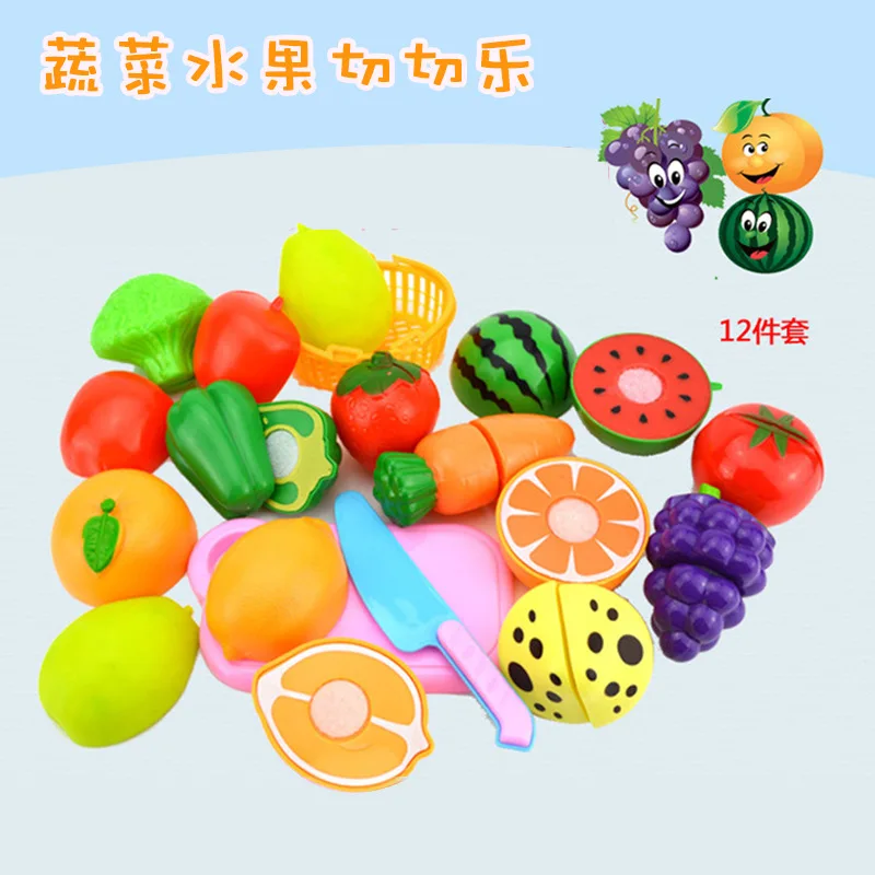 Children Play House Kitchen Toy Model Cooking Baby Food Slicer Cut Fruit& Vegetable