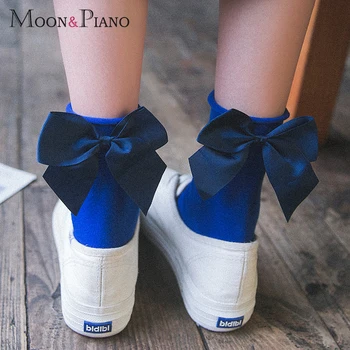 

7 Colors Women's Lovely Solid Color Bow-Knot Funny Socks Casual Female Short Socks Cute Ladies Bow Girls Sock Spring Autumn