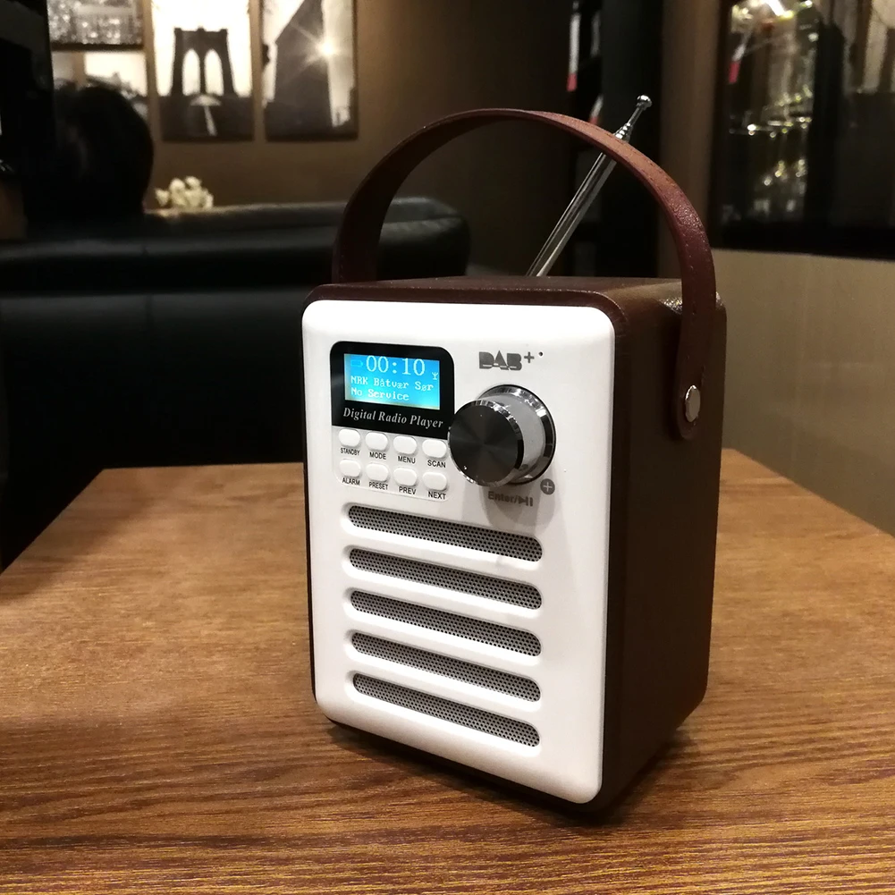 

DAB Digital Radio Handsfree LCD Display USB Wood FM Receiver Player Bluetooth MP3 Portable Rechargeable Retro Audio Stereo