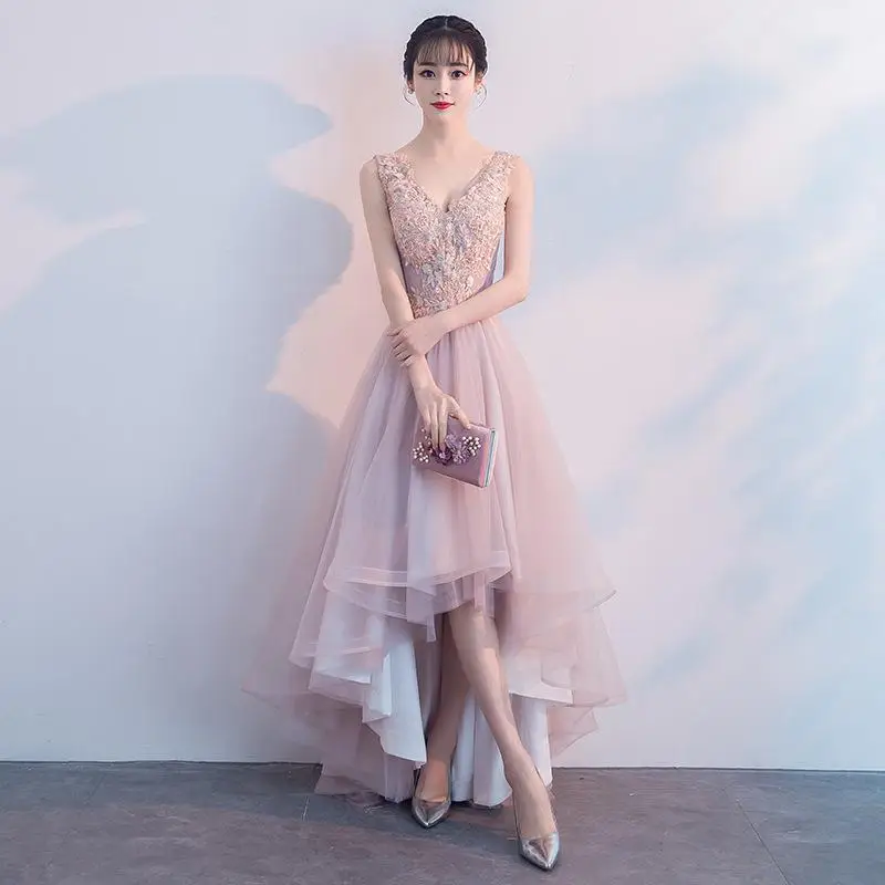 Шикарное китайское платье с блестками женское вечернее платье с глубоким v-образным вырезом тонкое элегантное Ципао роскошное Ципао Сетчатое платье Vestidos - Цвет: pink asymmetrical