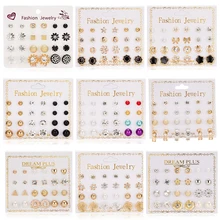 Conjunto de brincos pequenos mistos simples geométrico brincos para meninas pequenas três cores orelha studs pendientes kleine oorbellen