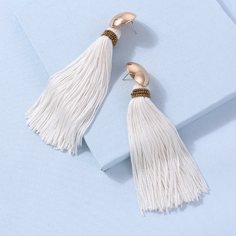 

ELEGANCE11 2020 kpop Tassel Earrings Gold Metal Vintage Stud Women Long Earrings for Party Jewelry Christmas Gift