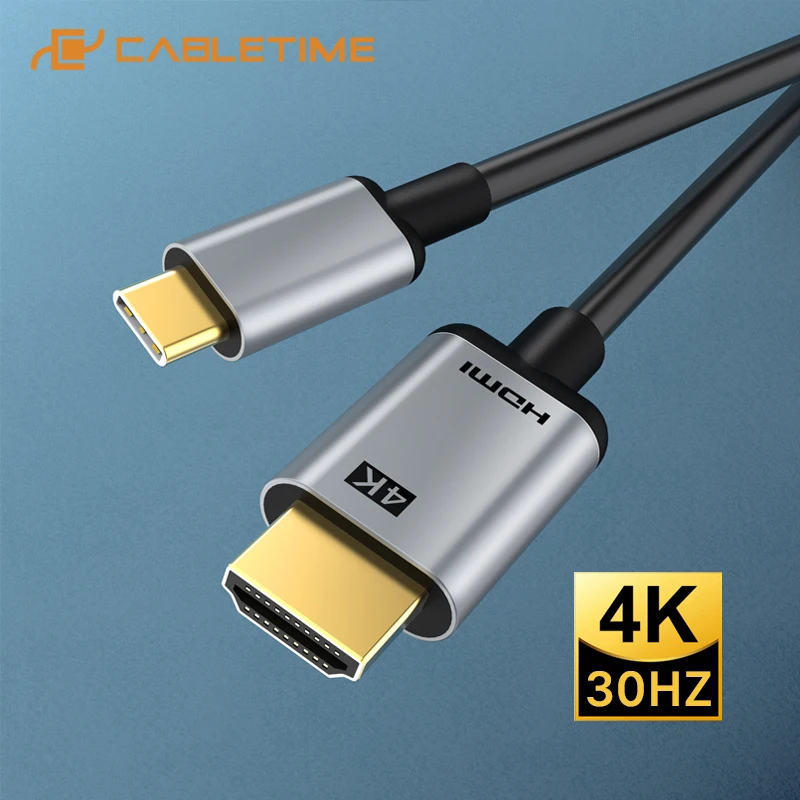 CABLETIME USB C to HDMI Cable 4K 30Hz Thunderbolt 3 Type C Adapter for