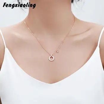 

Fengxiaoling New 100% Genuine 925 Sterling Silver Fritillary Circle Pendant Necklaces For Women Fine Jewelry Cute Accessories