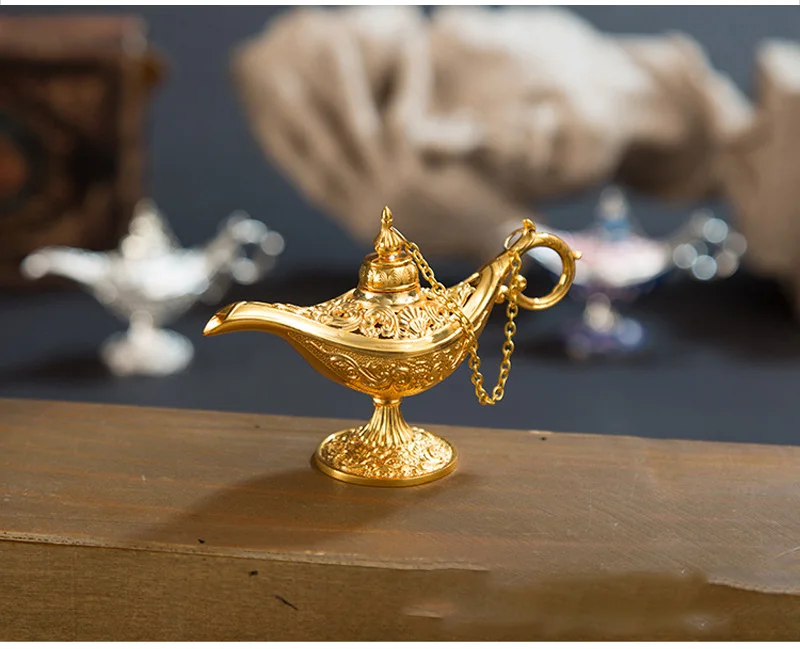 Ближний Восток Aladin лампа фигурка волшебная лампа чайник арабское украшение дома аксессуары позолоченная эмаль Металлическая лампа орнамент