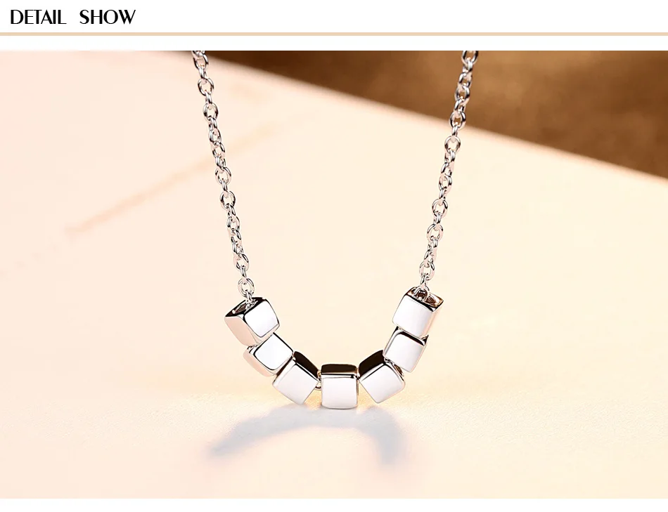 

S925 sterling silver simple wild square pendant necklace ladies accessories LBL10