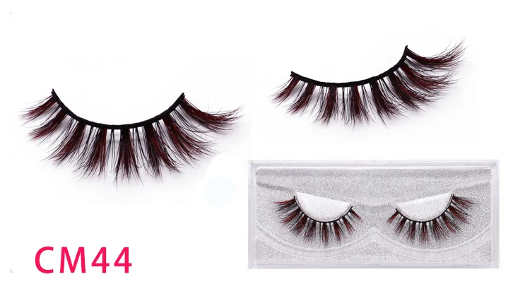 CM44 New color 3D luxury mink lashes wholesale natural long individual thick fluffy colorful false eyelashes Makeup Extension Tools - Цвет: CM44