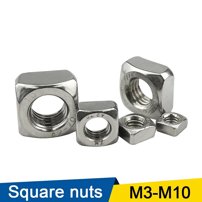 

LUCHANG Free Shipping 100Pcs M3 M4 M5 M6 M8 304 Stainless Steel Fastener Square Nuts