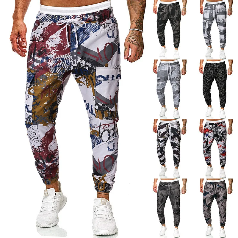 

2020 Autumn And Winter New Style Ouma Men Fashion Printed Bib Overall Europe And America Fashion-Multi-pockets Casual Pants Men'