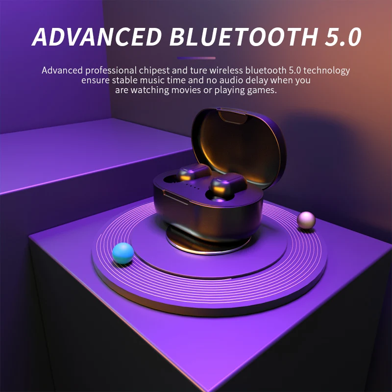 New Version A6S Bluetooth Wireless Earphone TWS Hifi Stereo Headset Dual Mic Waterproof Sport Earbuds Android and IOS System