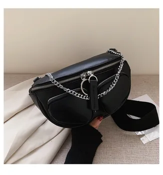 

YOJESSY Wide Shoulder Belt Crossbody Bags For Women 2020 Chain Designer Shoulder Messenger Handbags Solid Color Design Hand Bag
