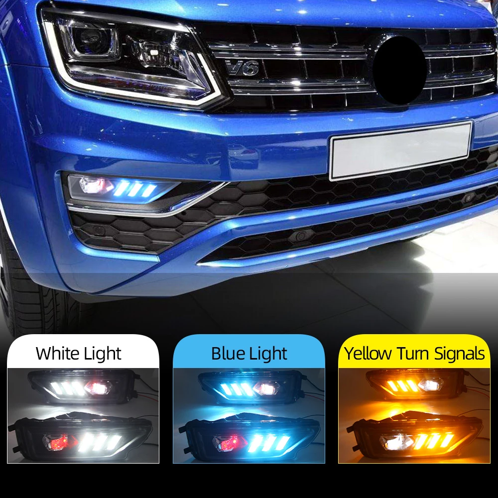 CSCSNL Luz LED antiniebla de parachoques para coche VW, luces de circulación diurna DRL con señal de giro, modelo Amarok 2016, 2017, 2018, 2019, 2 unidades| | - AliExpress