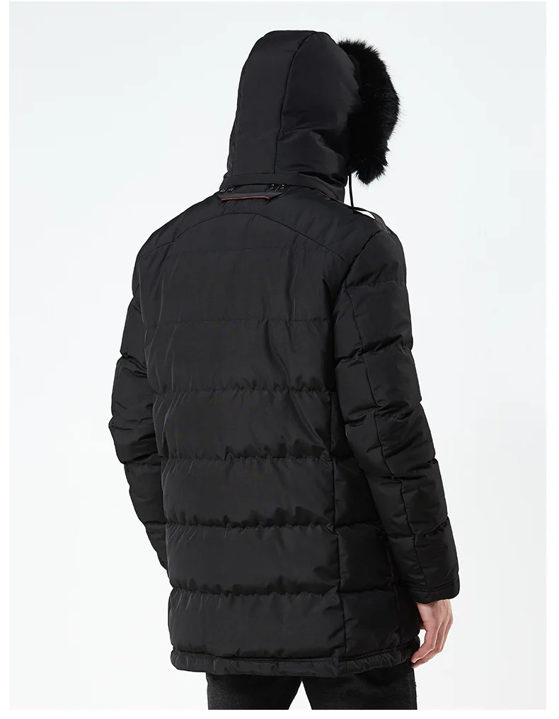 Мужская зимняя теплая пуховая куртка парки с хлопковой подкладкой, верхняя одежда с меховым воротником, повседневные длинные хлопковые