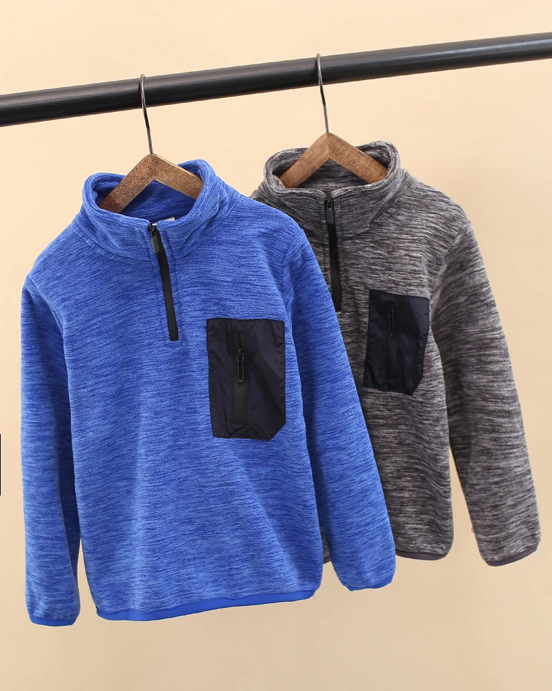 

new autumn and winter children plus cashmere sports casual sweater boys stand collar fleece pullover top kids clothes