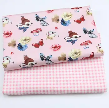 

50*160 cm Cartoon Rabbit Deer Printed Cotton Fabric,DIY Handmade Materials For Baby Kids home textile Quilting Bedding Making