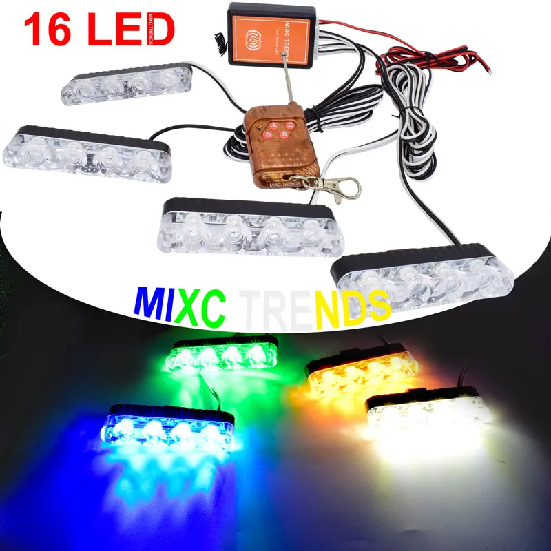 Multicolor WYBG 4X4 светодиодный стробоскоПредупреждение полицейский светильник беспроводной пульт дистанционного управления для автомобиля Грузовик Мотоцикл аварийный DRL День бег скорая помощь пожарный светильник - Цвет: Multicolor WYBG