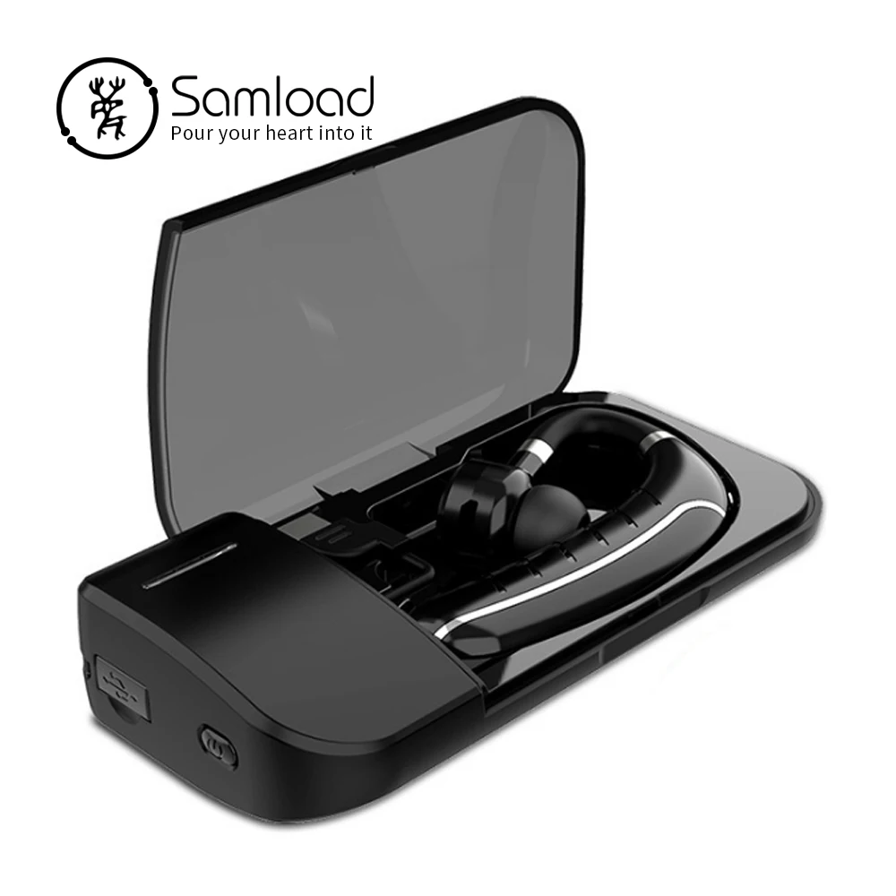 Samload Bluetooth гарнитура 30Hrs время воспроизведения беспроводной наушник для сотового телефона с шумоподавлением автомобильный бизнес-наушник с зарядным устройством - Цвет: black-silver