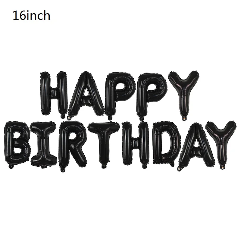 happy birthday 1 комплект, черный, золотой надувной Гелиевый шар с новогодним праздником, украшение для дня рождения, Детские фольгированные шары, свадебные, рождественские принадлежности - Цвет: happy birthday