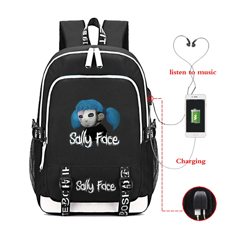 Красный Sally Face рюкзак Детский Повседневный рюкзак для мальчиков и девочек школьная сумка большой емкости рюкзак туристический рюкзак usb зарядка сумка - Цвет: Красный