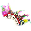 1pc Mini Mouse Pet Cat Kitten Interactive Toys Funny Mice Playing Cat Toys for Cats Kitten with Colorful Feather Plush Ball Toy ► Photo 3/6