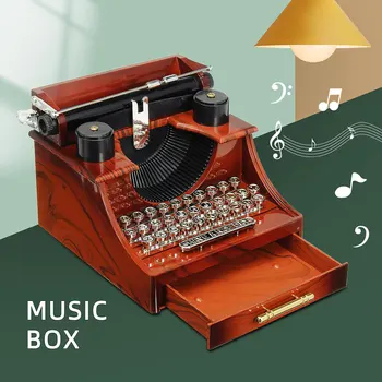 

Sewing Machine Phonograph Jewelry Music Box Retro Typewriter Classic Rotating Music Box Home Decor