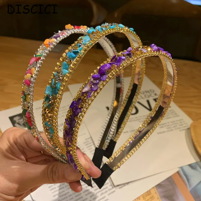 

DISCICI 2020 Fashion Creative Versatile Simple Non Slip Hairpin Adult Hair Hoop Head Accessories New Color Stone Hairband