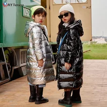 

2022 Russian Winter Down Jacket For Girls Waterproof Shiny Warm Boys Coat 5-12 Years Teenage Children's Parka Snowsuit Outerwear