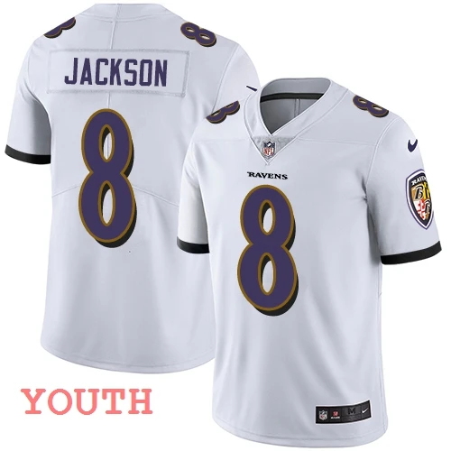 Youth Новинка, Женская Высококачественная белая майка Baltimore Lamar Jackson Ravens - Цвет: Youth