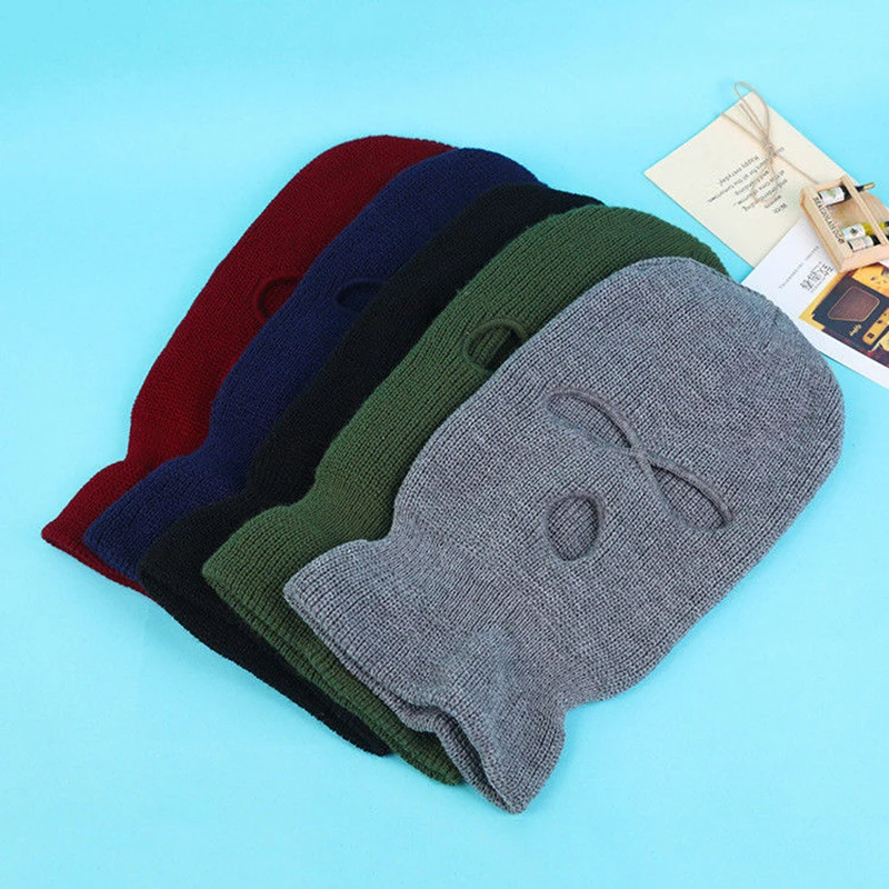 Balaclava Hat Shield Beanie Cap 3 Hole Keep Warm Cycling Knit Ski Mask Bicycle Helmet Snow Winter