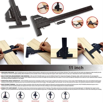 

Measuring Tool Carpentry Multi Gauge Aluminum Alloy Durable Scriber Vernier Caliper Home Woodworking Ruler Marking Multifunction