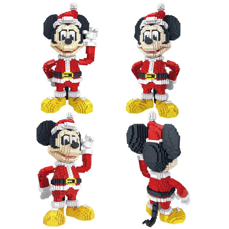 Hot xmas cartoon Christmas duck nanoBRICKS Mickey Donald Santa Claus suit micro diamond building block assemble MODEL toys - Цвет: mickey no box