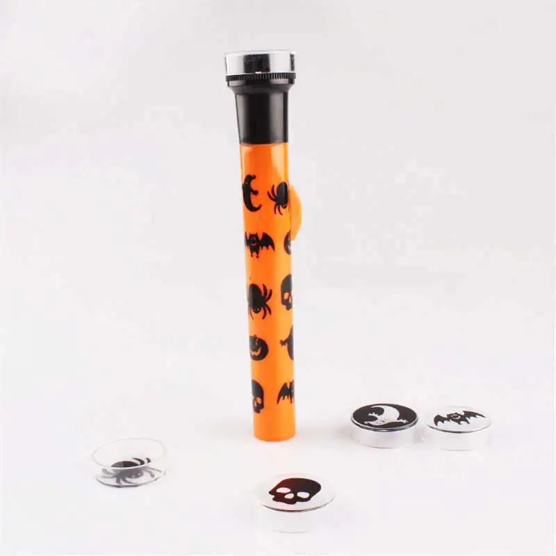 1 pc Halloween props projector flashlight party DIY decoration five types lens pumpkin/spider/bat/ghost and skeleton kids toys