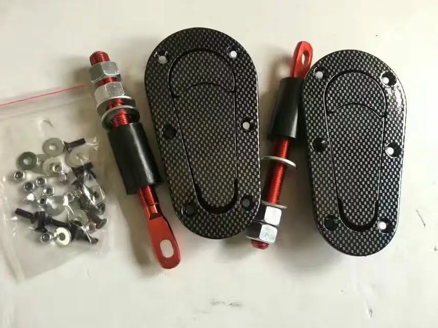 

Car Modification D1 Engine Hidden Cover Lock Black Carbon Fiber Pattern Bonnet Engine Cover Lock Not Lock Universal